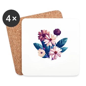 Fleurs, bouquet, fleuristerie, pépinière - Dessous de verre (lot de 4) - blanc - Devant