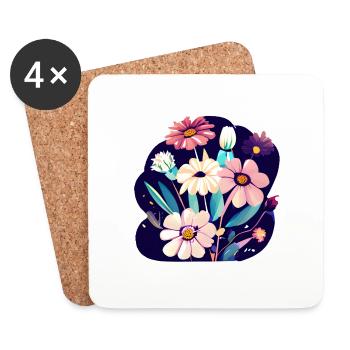 Flowers Bouquet Floristry Nature Flower meadow - Coasters (set of 4) - white - Front