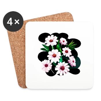 Bouquet de fleurs Cosmea Plantes Plante - Dessous de verre (lot de 4) - blanc - Devant