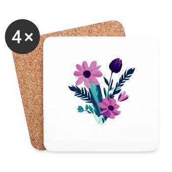 Flowers Bouquet Purple Plant Plants - Coasters (set of 4) - white - Front