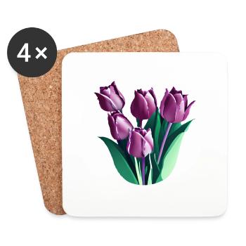 Blumen Blumenstrauß Floristik - Untersetzer (4er-Set) - Weiß - Vorne