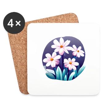 Flowers Flower meadow Bouquet Floristry - Coasters (set of 4) - white - Front