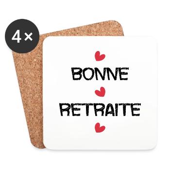RETRAITE. RETRAITE. RETRAITEE. SENIOR. MAMIE. PAPY - Dessous de verre (lot de 4) - blanc - Devant