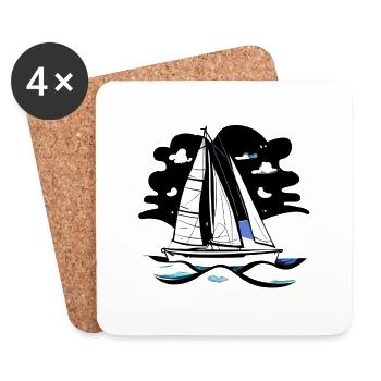 Sailing Ship Sailing Sailing Sailing Sailing Sailboat - Coasters (set of 4) - white - Front