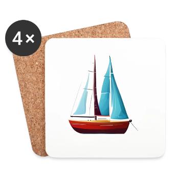 Sailing Ship Sailing Sailing Sailing Sailing Sailboat - Coasters (set of 4) - white - Front