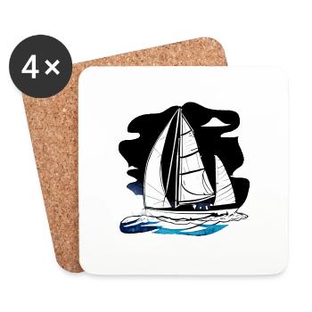Sailing Sailing Sailing Sailing Ship Sailing Boat - Coasters (set of 4) - white - Front
