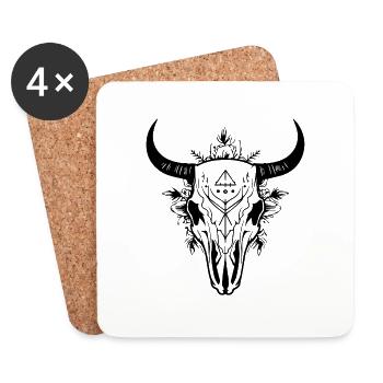 Kuh Schädel Boho - Untersetzer (4er-Set) - Weiß - Vorne