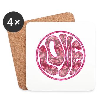 Hippie Love - Coasters (set of 4) - white - Front
