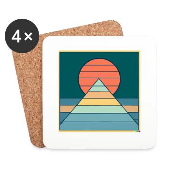 Retro Sonnenaufgang - Untersetzer (4er-Set) - Weiß - Vorne