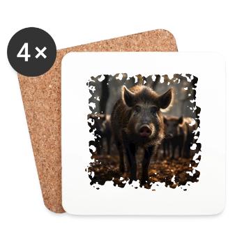 Wild boars are very adaptable - Coasters (set of 4) - white - Front