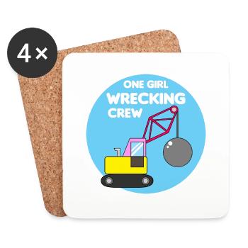 Excavatrice Ouvrier de chantier Fille I Cadeau - Dessous de verre (lot de 4) - blanc - Devant