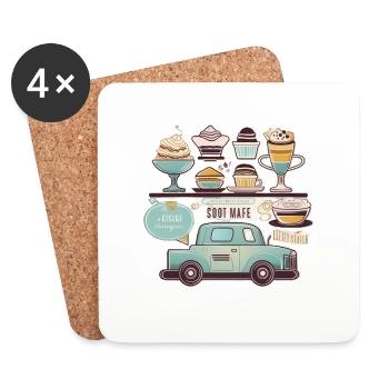 Boulangerie et boulangerie : une délicieuse combinaison - Dessous de verre (lot de 4) - blanc - Devant