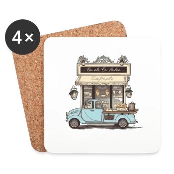 Boulangerie et boulangerie : une délicieuse combinaison - Dessous de verre (lot de 4) - blanc - Devant