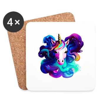 Einhorn Mädchen Einhörner Fabeltier Unicorn - Untersetzer (4er-Set) - Weiß - Vorne
