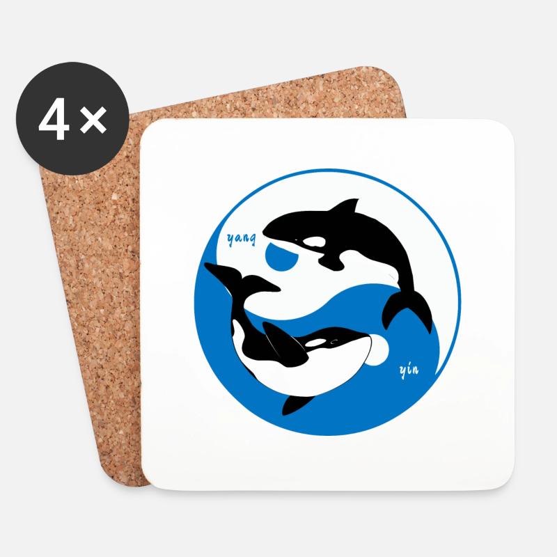 Orca Yin Yang - Killerwal Tierschutz - Untersetzer (4er-Set) - Weiß