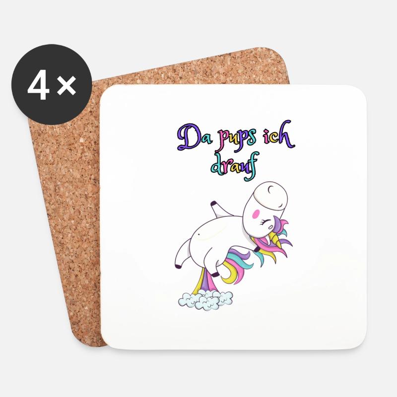 Da pups ich drauf - Untersetzer (4er-Set) - Weiß