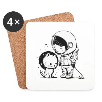 Cosmic Companion « Les aventures d’un astronaute » - Dessous de verre (lot de 4) - blanc - Devant