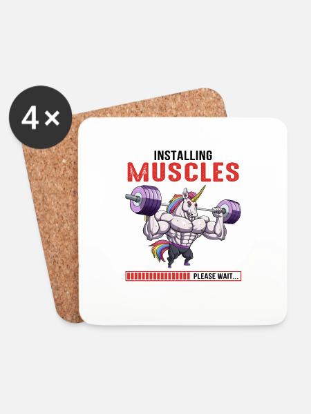 Installing Muscles Please Wait - Untersetzer (4er-Set) - Weiß