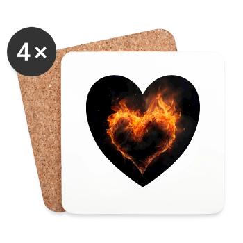 Burning heart, a symbol of passion - Coasters (set of 4) - white - Front