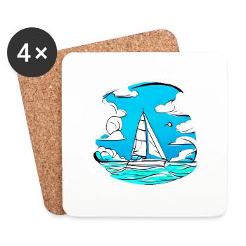Sailing Ship Sailing Sailing Sailing Sailing Boat - Coasters (set of 4) - white - Front