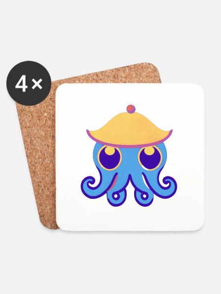 Cute Octopus - Coasters (set of 4) - white