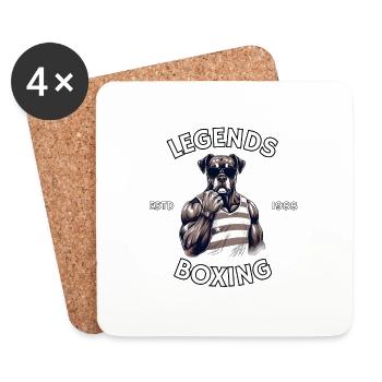 Légende Boxer américain : boxing - Dessous de verre (lot de 4) - blanc - Devant