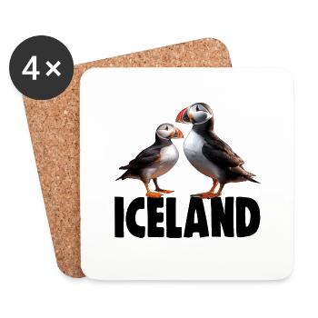ISLAND PUFFINS - Untersetzer (4er-Set) - Weiß - Vorne