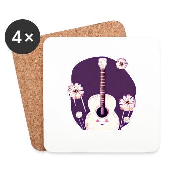 Guitar Musical Instrument Guitarist Plucked Instrument - Coasters (set of 4) - white - Front