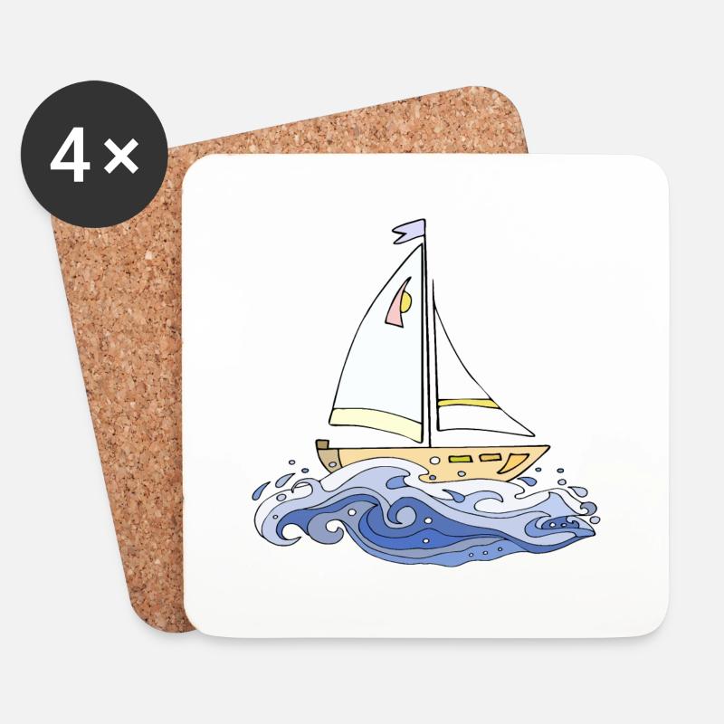 Segelboot - Untersetzer (4er-Set) - Weiß