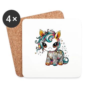 Colorful unicorn abstract design. ErSa Solutions - Coasters (set of 4) - white - Front