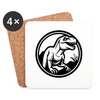 Dino Dinosaur Dinosaurs Paleontology - Coasters (set of 4) - white - Front