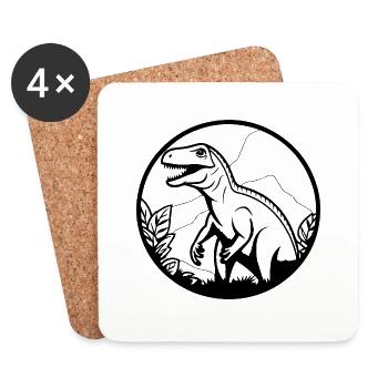 Dino Dinosaur Dinosaurs Paleontology - Coasters (set of 4) - white - Front