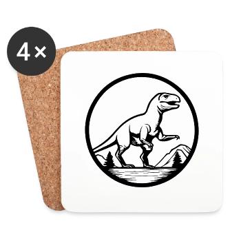 Dino Dinosaur Dinosaurs Paleontology - Coasters (set of 4) - white - Front