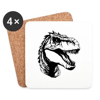 Dino Dinosaur Dinosaurs Paleontology - Coasters (set of 4) - white - Front