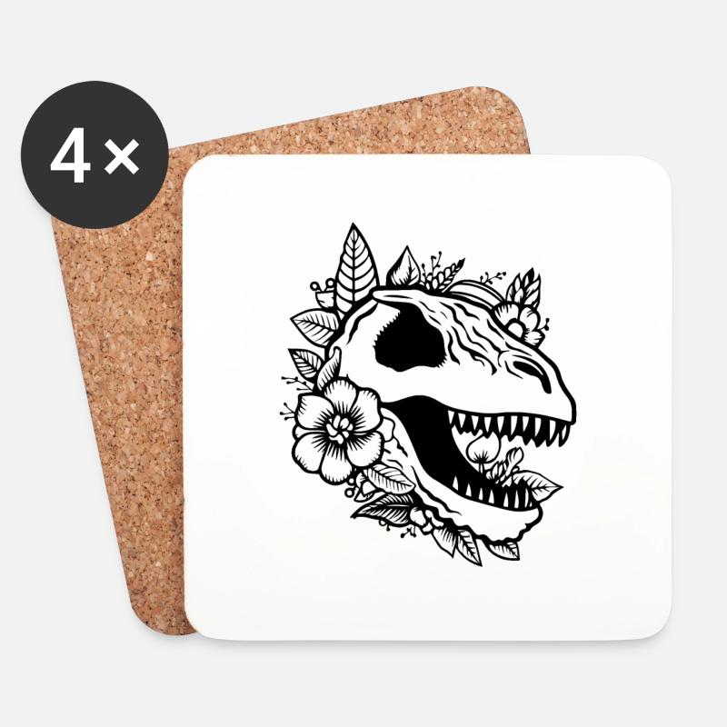 Dino Dinosaurier Dinosaurs Paläontologie - Untersetzer (4er-Set) - Weiß