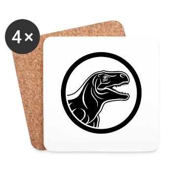 Dino Dinosaur Dinosaurs Paleontology - Coasters (set of 4) - white - Front