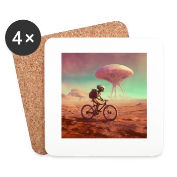 Alien on a bike - Untersetzer (4er-Set) - Weiß - Vorne
