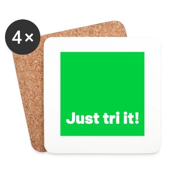 just tri it green - Coasters (set of 4) - white - Front
