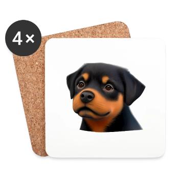 Rottweiler Chien Rottweiler Chiot Chiens Chiot - Dessous de verre (lot de 4) - blanc - Devant