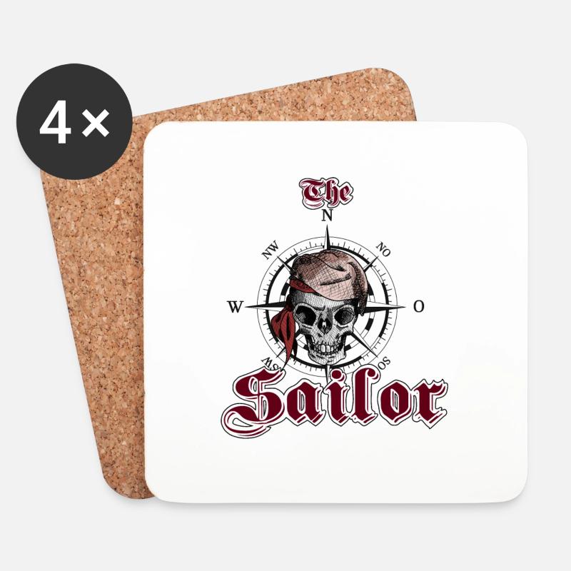 Sailor Skull - Untersetzer (4er-Set) - Weiß