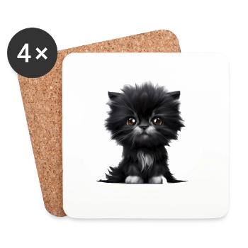 Chat Propriétaire de chat Chaton domestique - Dessous de verre (lot de 4) - blanc - Devant