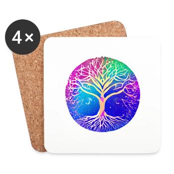 Lebensbaum Baum des Lebens Yoga Meditation - Untersetzer (4er-Set) - Weiß - Vorne