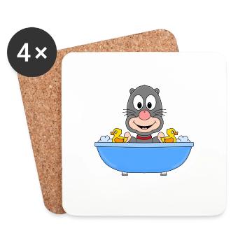 MAULWURF - BADEN - BADEWANNE - TIER - TIERISCH - Untersetzer (4er-Set) - Weiß - Vorne