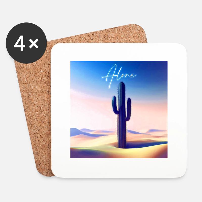 Alleiner Kaktus - Untersetzer (4er-Set) - Weiß