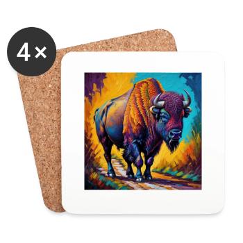 Life is colorful buffalo - Untersetzer (4er-Set) - Weiß - Vorne