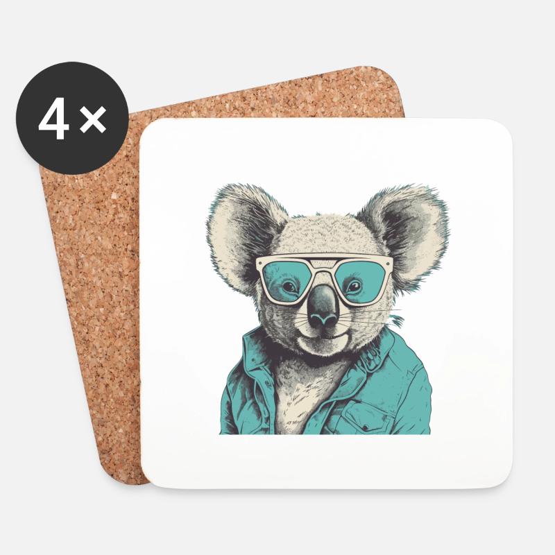 cooler Koala - Untersetzer (4er-Set) - Weiß
