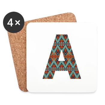 Buchstabe A- Boho-Design - Untersetzer (4er-Set) - Weiß - Vorne