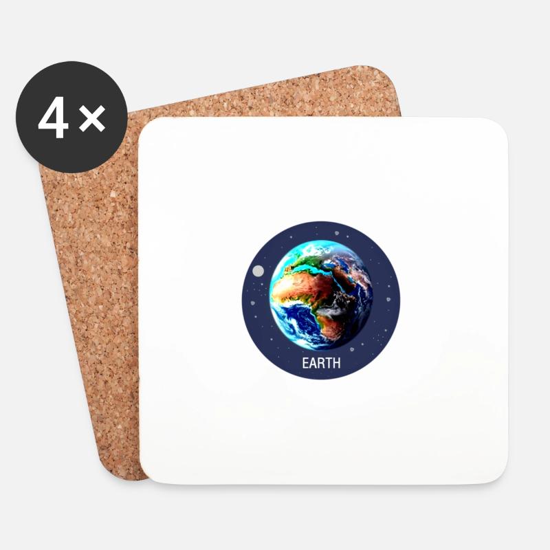 Planet Erde - Untersetzer (4er-Set) - Weiß