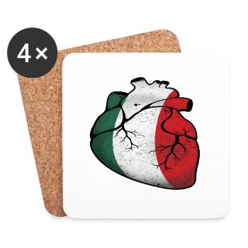 Cœur italien - Dessous de verre (lot de 4) - blanc - Devant