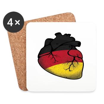 Deutsches Herz German Heart Deutschland - Dessous de verre (lot de 4) - blanc - Devant